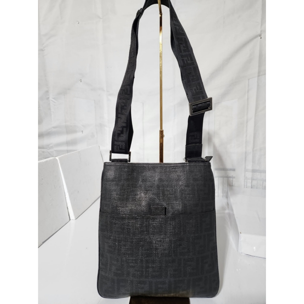 Fendi Zucca Spalmati Messenger Bag Black